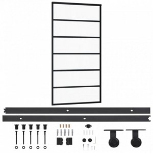 ESG üveg és alumínium tolóajtó fémszerelvény-szettel 102x205 cm