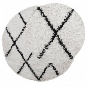PAMPLONA krém-fekete magas szálú bolyhos modern szőnyeg Ø240 cm