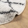 PAMPLONA krém-fekete magas szálú bolyhos modern szőnyeg Ø240 cm