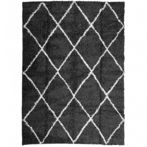 PAMPLONA fekete és krém bolyhos modern szőnyeg 240 x 340 cm