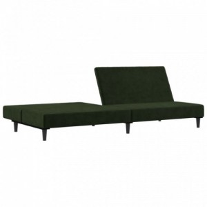 Kétszemélyes sötétzöld bársony kanapéágy