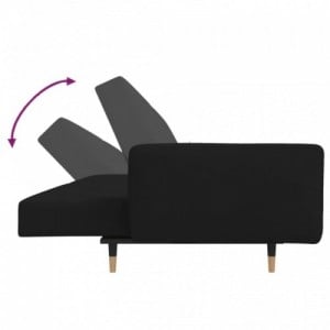 Kétszemélyes fekete bársony kanapéágy két párnával