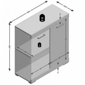 FMD tölgyszínű komód 2 ajtóval 80 x 34,9 x 89,9 cm