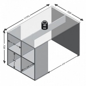 FMD homoktölgy színű íróasztal oldalpolcokkal 117 x 73 x 75 cm