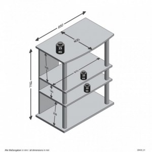 FMD tölgyfa TV-|HI -Fi-állvány 3 rekesszel 65 x 40 x 79,2 cm