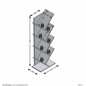 FMD tölgyszínű álló geometrikus könyvespolc