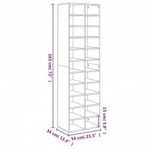 Betonszürke forgácslap cipősszekrény 54 x 34 x 183 cm