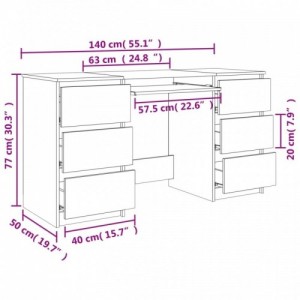 Betonszürke szerelt fa íróasztal 140 x 50 x 77 cm