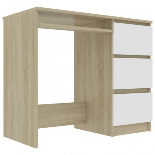 Fehér és sonoma-tölgy színű forgácslap íróasztal 90x45x76 cm
