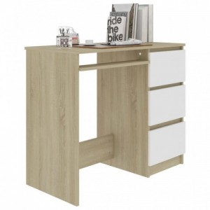 Fehér és sonoma-tölgy színű forgácslap íróasztal 90x45x76 cm