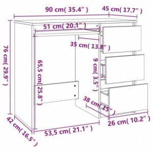 Fehér magasfényű szerelt fa íróasztal 90 x 45 x 76 cm