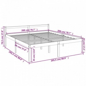 Fekete tömör fenyőfa ágy időseknek 200 x 200 cm