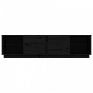 Fekete tömör fenyőfa TV-szekrény 156 x 40 x 40 cm