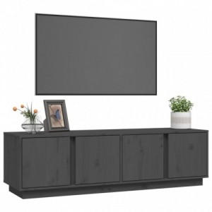 Szürke tömör fenyőfa TV-szekrény 140 x 40 x 40 cm