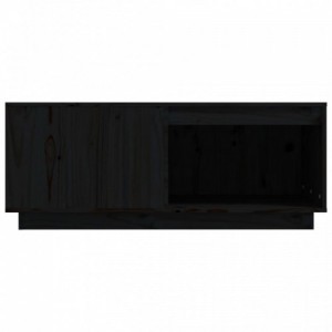 Fekete tömör fenyőfa dohányzóasztal 100 x 101 x 40,5 cm