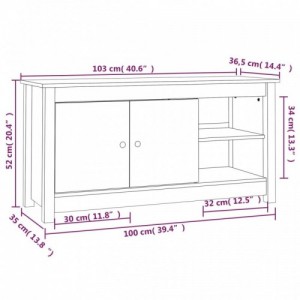 Mézbarna tömör fenyőfa TV-szekrény 103 x 36,5 x 52 cm