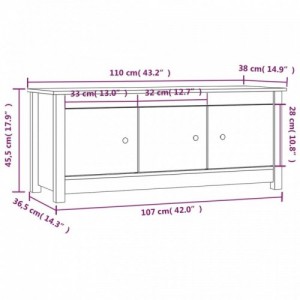 Fehér tömör fenyőfa cipősszekrény 110 x 38 x 45,5 cm