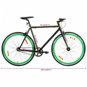 Fekete és zöld örökhajtós kerékpár 700c 51 cm
