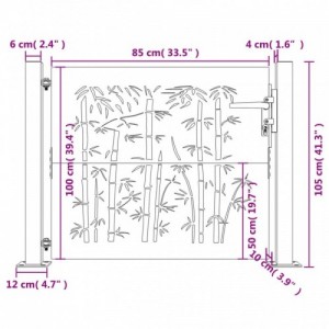 Bambuszmintás corten acél kerti kapu 105 x 105 cm