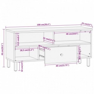 Tömör mangófa TV-szekrény 100 x 33 x 46 cm