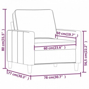 Barna bársony kanapéfotel 60 cm