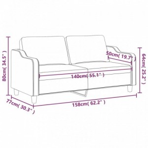 2 személyes világossárga szövet kanapé 140 cm