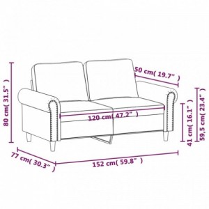 2 személyes fekete műbőr kanapé 120 cm