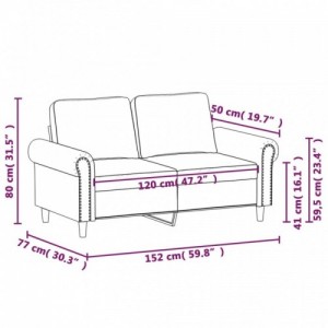 2 személyes szürke műbőr kanapé 120 cm