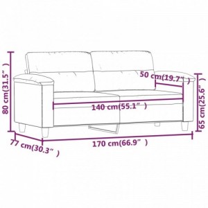 Kétszemélyes tópszínű mikroszálas szövetkanapé 140 cm