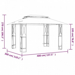 Antracitszürke acél pavilon tetővel 400 x 300 x 270 m