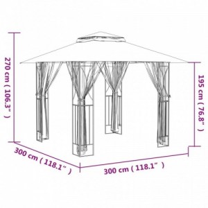 Antracit acél pavilon oldalfalakkal 300 x 300 x 270 cm