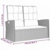 Fekete polyrattan dönthető kerti pad párnával 118 cm