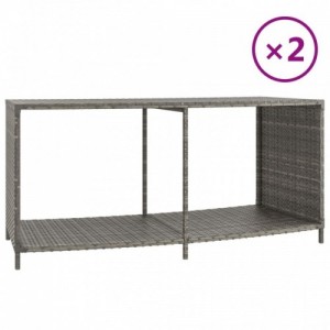 2 db szürke polyrattan tárolópolc