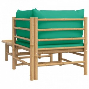 2 részes bambusz kerti ülőgarnitúra zöld párnákkal