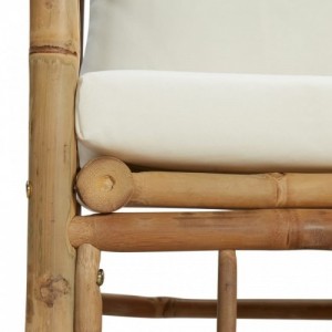 Bambusz kerti kanapé krémfehér párnákkal
