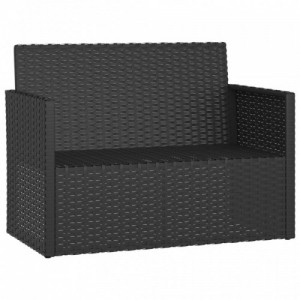 Fekete polyrattan kerti pad párnákkal 105 cm