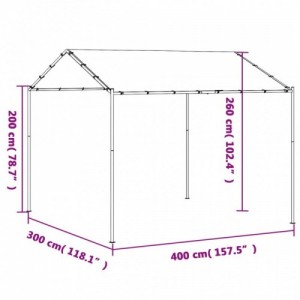 Antracitszürke acél és szövet baldachinos sátor 4 x 3 m