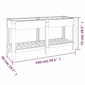 Szürke WPC kerti magaságyás polccal 150 x 50 x 75 cm