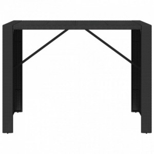 Fekete polyrattan üveglapos bárasztal 145 x 80 x 110 cm