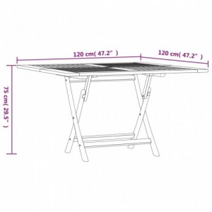 Összecsukható tömör tíkfa kerti asztal 110x110x75 cm
