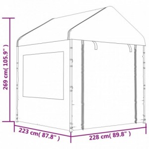 Fehér polietilén pavilon tetővel 2,28 x 2,23 x 2,69 m