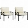 2 db acél kerti szék homokszínű párnákkal 68 x 76 x 79 cm