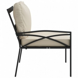 2 db acél kerti szék homokszínű párnákkal 62 x 75 x 79 cm