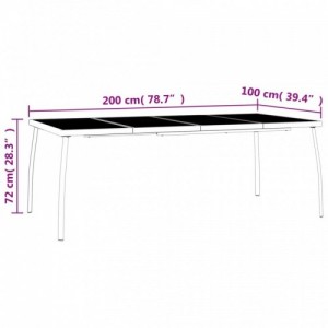 Antracitszürke acélhálós kerti asztal 200 x 100 x 72 cm