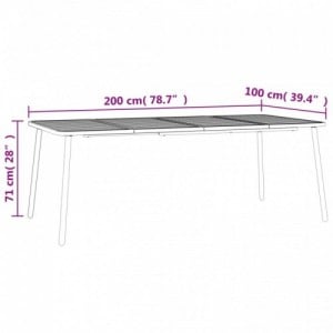 Antracitszürke acél kerti asztal 200 x 100 x 71 cm