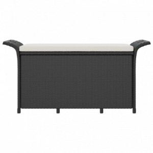 Fekete polyrattan kerti pad párnával 116 x 46 x 57 cm