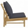 2 db bambusz kerti szék sötétszürke párnákkal