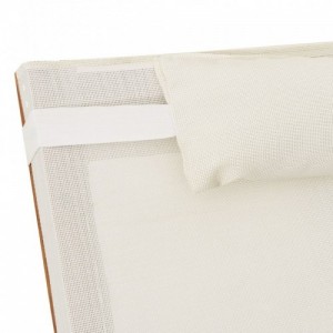 Fehér textilén és tömör nyárfa napozóágy párnával