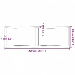 Sötétbarna kezelt tömör asztallap 200x60x(2-4) cm