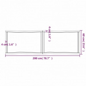 Sötétbarna kezelt tömör asztallap 200x60x(2-4) cm